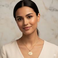gold necklace with satellite feature on a whit background 