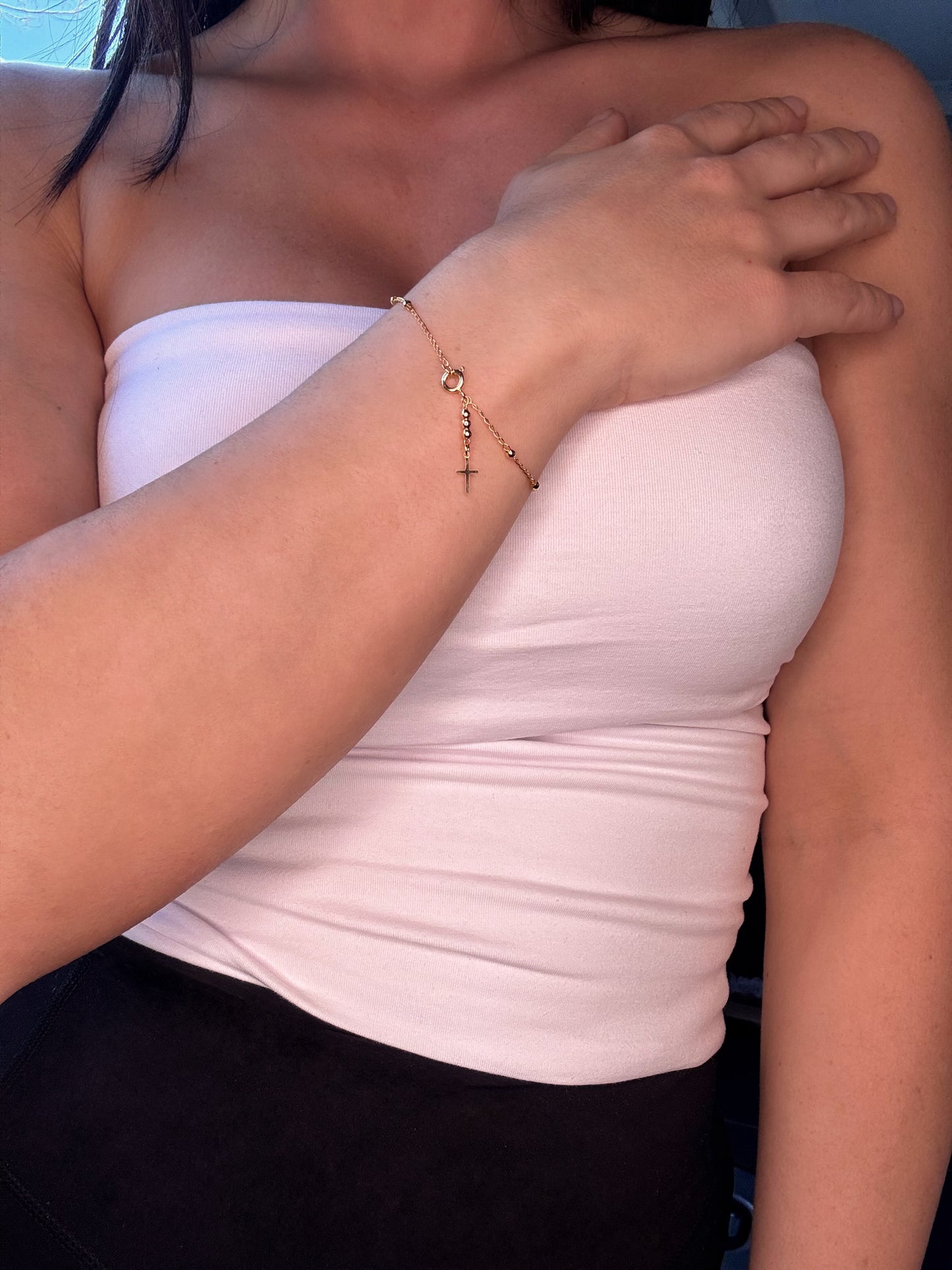 Blessed Gold Cross Bracelet
