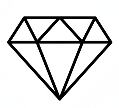 Diamond iacon on a whoite back grounw tih black lines